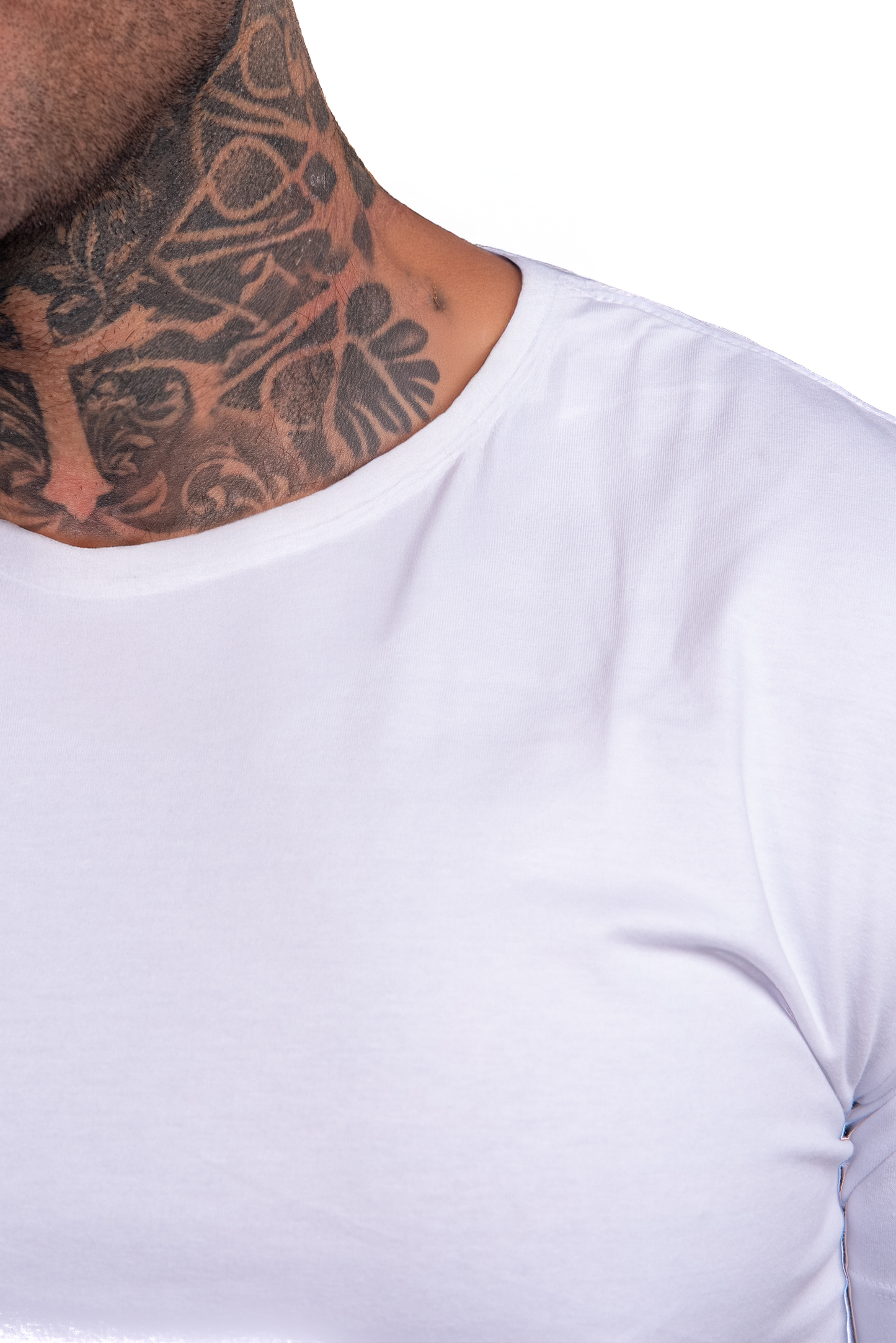 Camiseta Branca Double - Gola Redonda