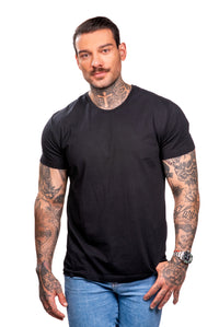 Camiseta Preta Double - Gola Redonda