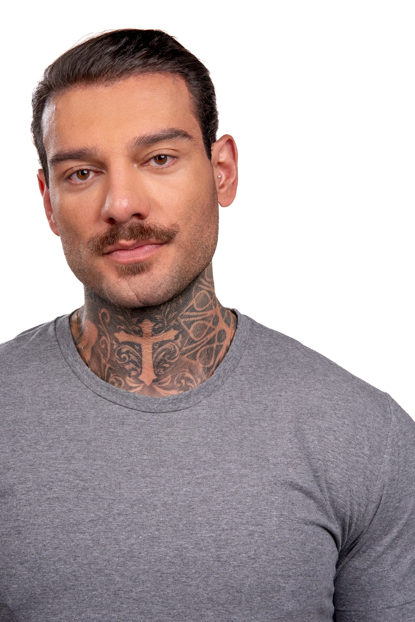 Camiseta Cinza Double - Gola Redonda