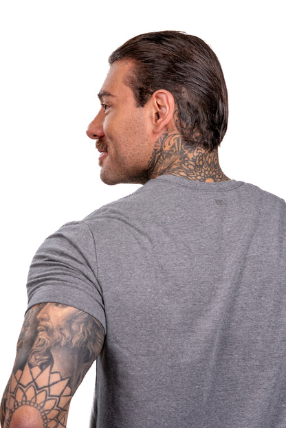 Camiseta Cinza Double - Gola Redonda