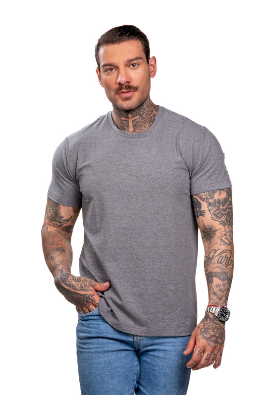 Camiseta Cinza Double - Gola Redonda