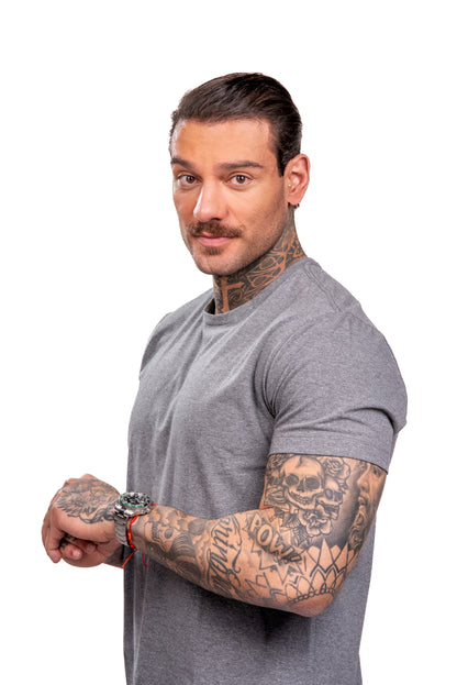 Camiseta Cinza Double - Gola Redonda