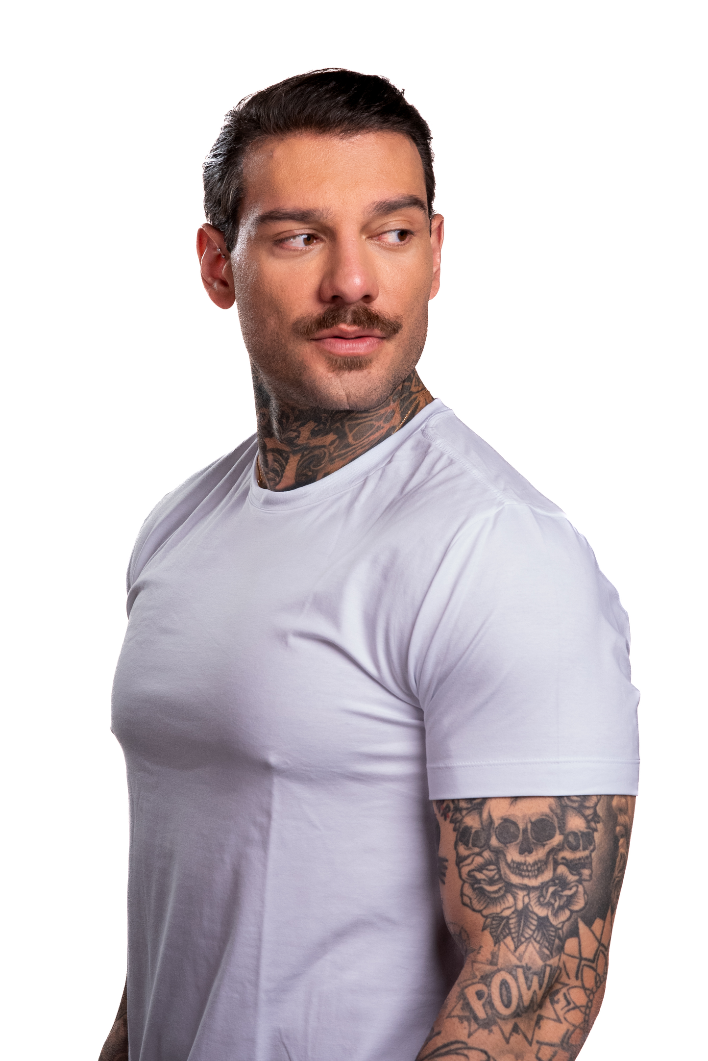 Camiseta Branca Double - Gola Redonda