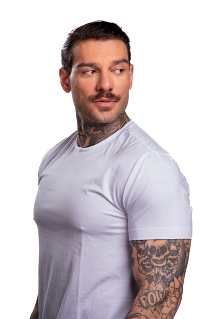 Camiseta Branca Double - Gola Redonda