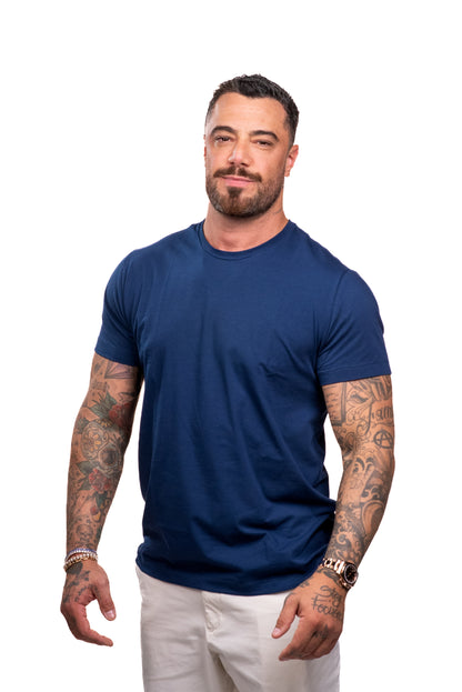 Camiseta Azul Double - Gola Redonda