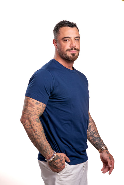 Camiseta Azul Double - Gola Redonda